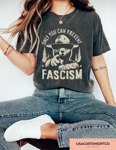 [sale off up to 40%] Only You Can Prevent Fascism T-shirt, Resist Woman Shirt, Retro Fascism Shirt, National Park Bear Tee, Progressive Liberal Political Gift