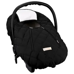 BEBAMOUR Universal Baby Car Seat Cover - Winter Cold Weather Travel Shield for Newborns, Warm Cozy Car Seat Accessory (Black), Newborn