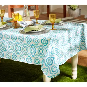 Design Imports 60x84 Ikat Vinyl Tablecloth