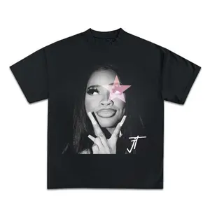 [] Jt Signature Pink 1 Hard Light Star Women's Graphic Tee Vintage Trendy Casual Round Neck Short Sleeve Unisex T-shirt for Daily Wear Ladies Summer Top Gift For Women and Man Womenswear Streetwear Black Crewneck Style Shortsleeve Tshirt