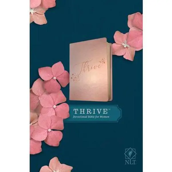 NLT Thrive Devotional Bible for Women - Leatherlike Rose Metallic Leather Cover, New Living Translation, 365 Daily Devotionals, 2.65 lbs, 31 Profiles, God-Centered Love Letter, Reflection, Flourish Planning Sections