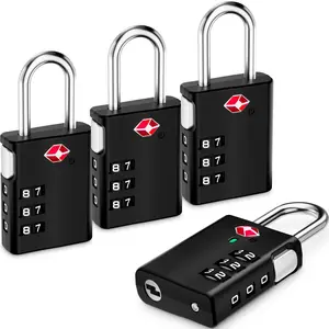 LUGGEX 4 Pcs TSA Locks for Luggage, 3 Digit Combination, Travel Lock for Suitcase, Backpack, Gym & Student Lockers, One-Button Reset & Cut Resistant TSA-Enhance fathersdaygift