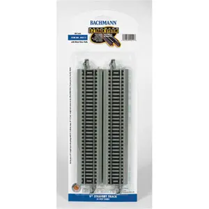 212 MAIN HO Scale Snap-Together E-Z Track - 4 Gray Roadbed 9 in. Straight N-S Pieces, No Tools Required HO Model Train Accessory