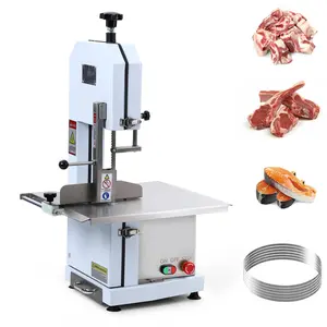 GARVEE Meat Saw for Butchering, 1100W Bone Saw Machine, 0.39～6.6 Inches Cutting Thickness with 6 Saw Blades, Meat Bandsaw Butchering with Workbench Width of 20.86 x 17.52 Inches