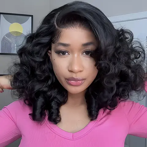 [New In 7x6 Wig] Menglle Hair 250% Density Ready to Go Glueless Bouncy Wave 7x6 Pre Cut Lace Front Wig Spiral Curl Human Hair Wigs With Middle Part Lace Closure Wig#tiktokshopbacktoschool