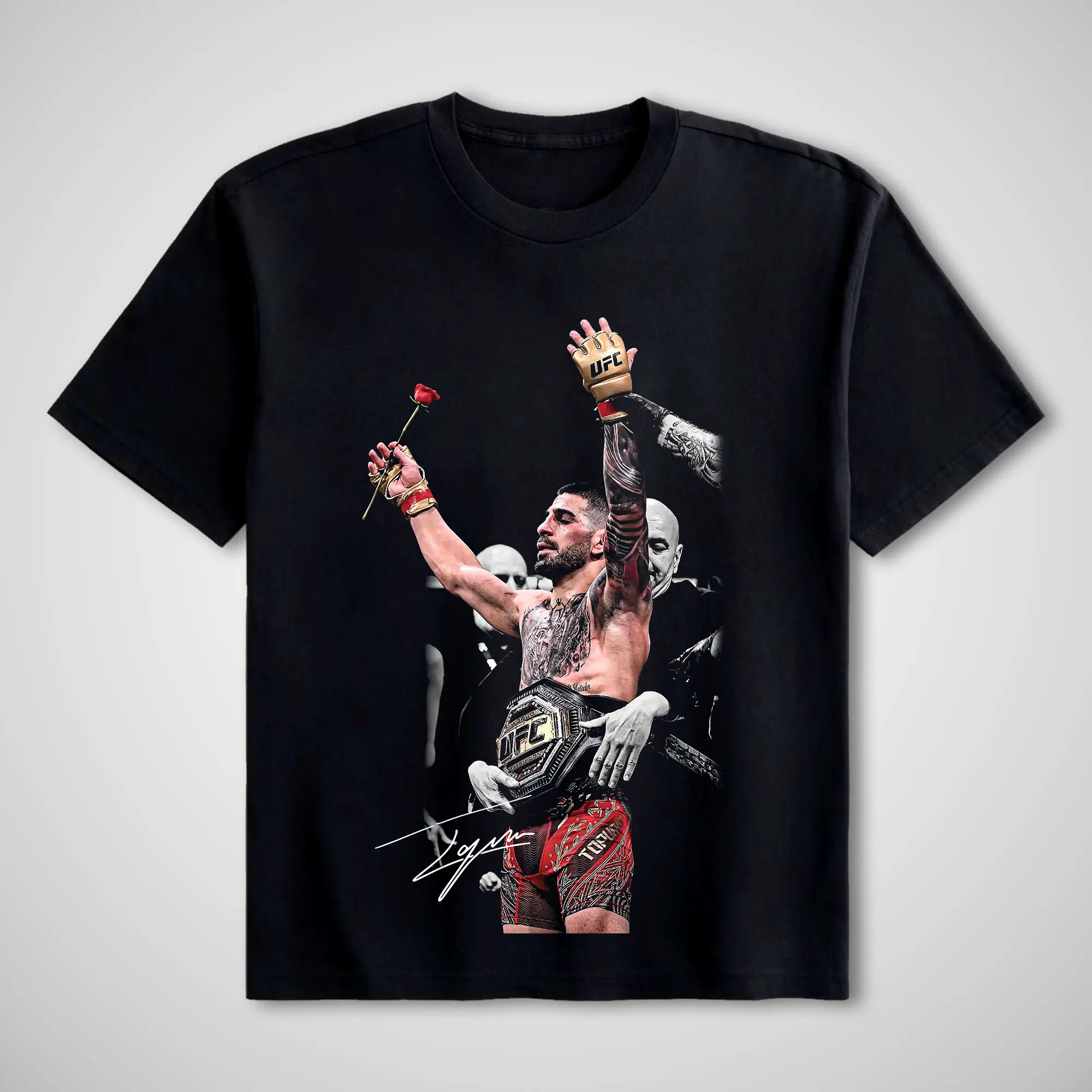 Men's Unisex Vintage Oversized Cotton Short-Sleeve Graphic Tee - Breathable, Comfortable Everyday Streetwear Shirt for UFC Fighter Topuria Fight Night MMA Enthusiasts, Shortsleeve, Retro, Fit, Print, Outfits, Watch Party