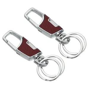 Car Key Chain, Detachable Leather Keychain Stainless Steel Buckle Keys Holder with Rings for Men and Women