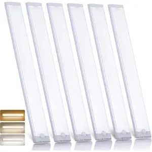 16 inch Under Cabinet Lighting 120 LEDs Motion Sensor Light Bar Indoor USB-C Rechargeable 3 Color Temps Dimmable Wireless Kitchen Closet Magnetic Lights Bar for Night Stairs 6 Pack