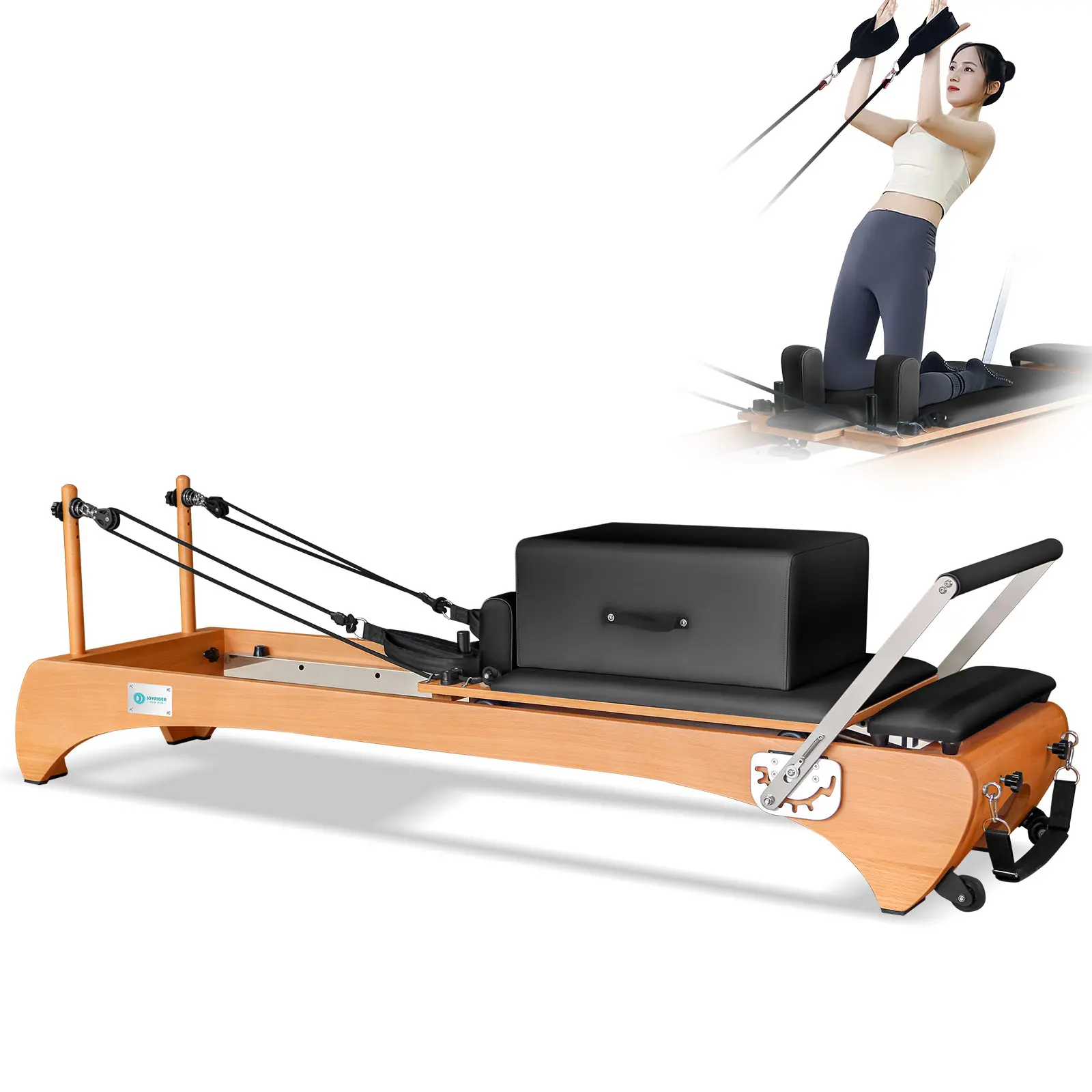 JOYRIDER Pilates Reformer, Reformer Pilates Machine, Pilates Reformer Equipment for Home Gym with Reformer Accessories, Reformer Box, Padded Jump Board, Beech Frame