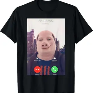 Cotton John Pork Is Calling T-Shirt casual crew neck cotton t-shirt Birthday Fashion funny tshirt