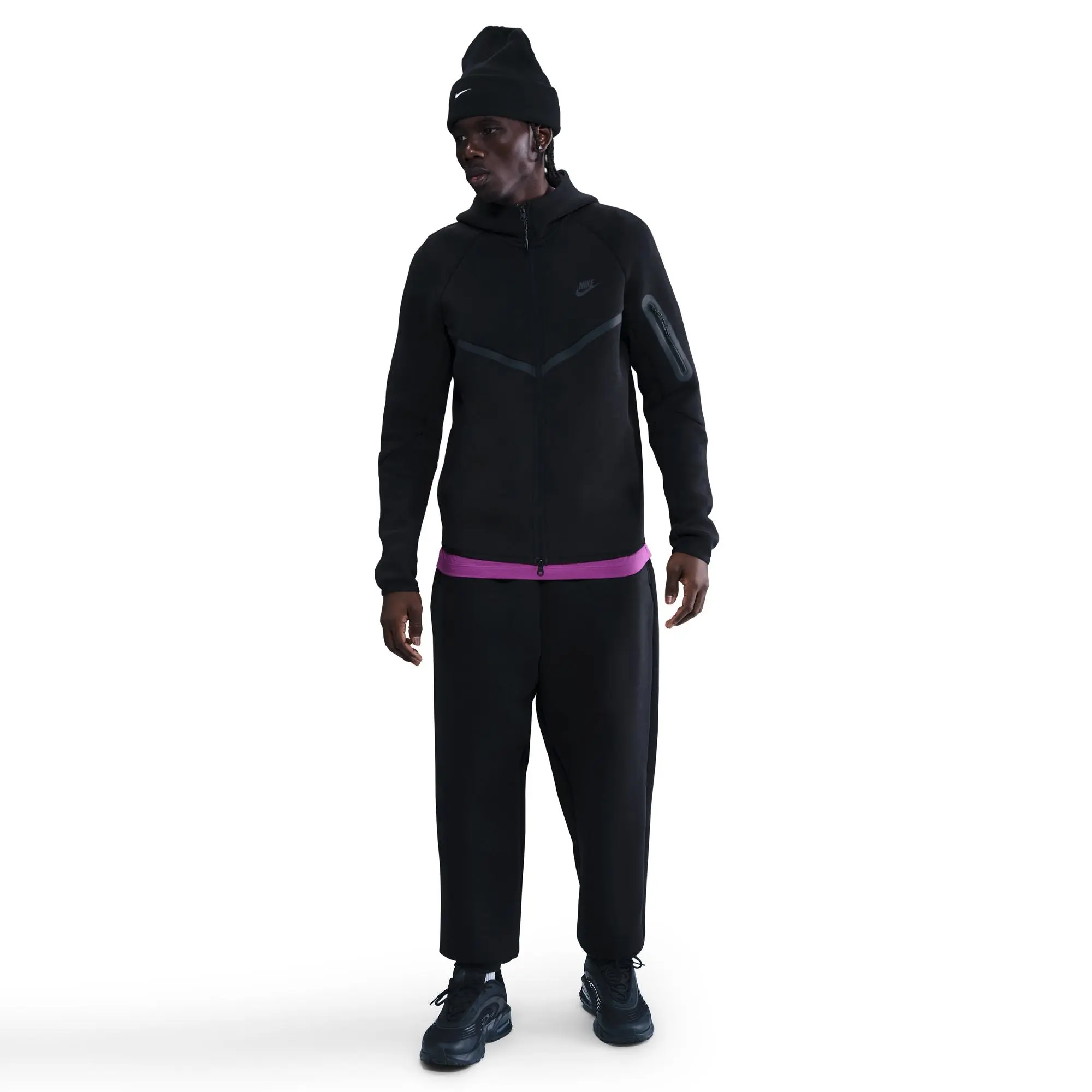 NIKE Men's Windrunner Zip Up Hoodie in a Lightweight Cotton Blend with Taped Chevron Detail and a Relaxed Cut, Fleece
