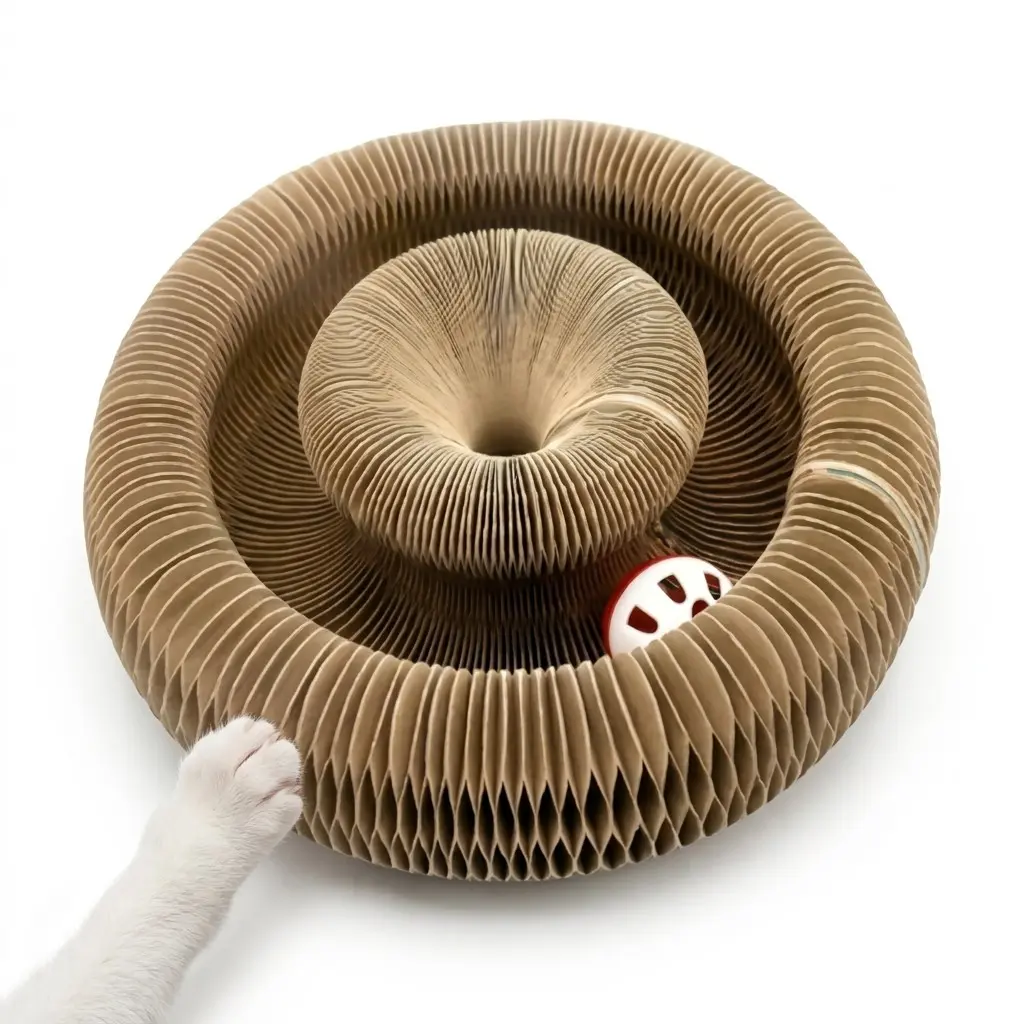 Interactive Cat Toy Magic Organ Scratching Board, Scratcher Board - Magnetic Foldable Cat Track Toy with Bell - Durable Corrugated Paper Cat Scratcher