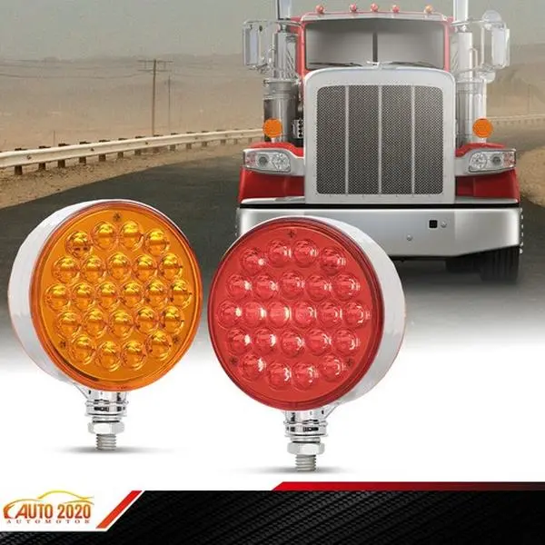 Brake Turn Signal Lights 2PCS Amber/Red 4" Double Face LED Pedestal Fender