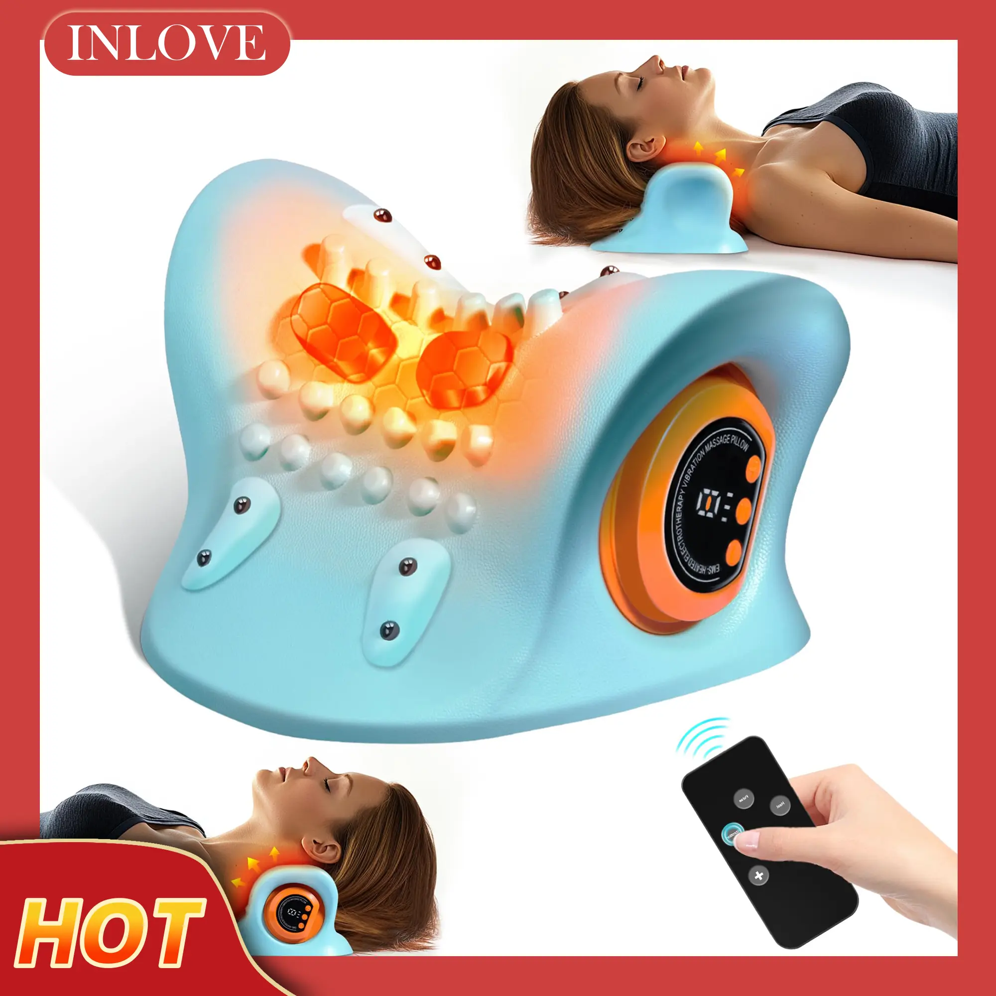 【Mother's Day Gift Ideas】Neck Shoulder Back Massager Pillow with Heat - 3-Mode Vibration Massage Device, Portable Car Neck Shoulder Relaxer for Pain Relief and Muscle Relaxation, Mothers Day Gift Ideas