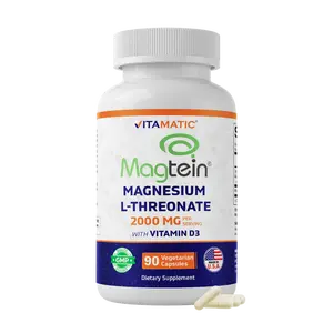 Vitamatic Magtein Magnesium L-Threonate 2000mg Vitamin Edible Healthcare Supplement with D3 - 90 Vegetarian Capsules, Brain Health Support, Highly Absorbable, Non-GMO, Gluten-Free, Made in USA
