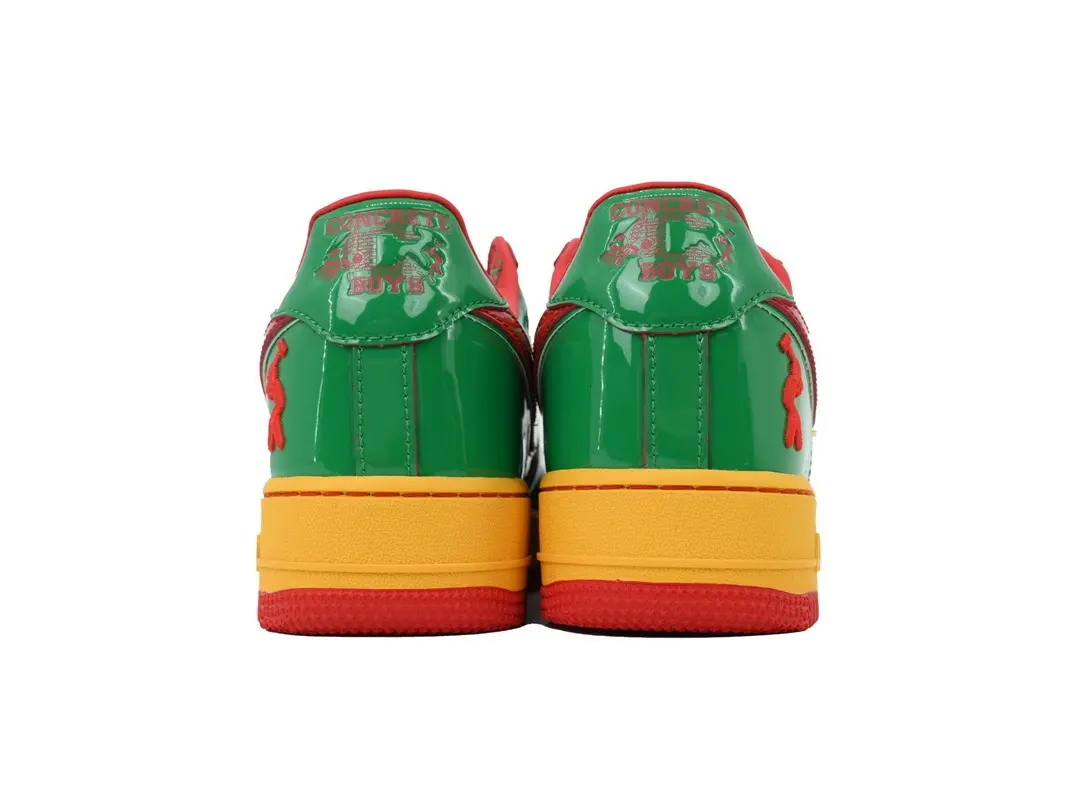 Matching Couple Gloss Patent Sneakers Green Yellow Red Color Block Hip Hop Street Skate Shoes