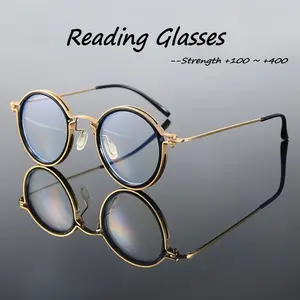 Premium 1 Pair Vintage Black Round-frame Metal Reading Glasses with Case, Unisex Classic Frame, +1.00 to +4.00 Dioptres, Anti-glare Lenses, Computer Eye Protection, Suitable for Books and Screens