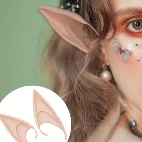Fairy Elf Ears Cosplay Costume Accessories Party Accessory Party Favor, Soft Artificial Ear Tips for Anime Party, Dress Up, Masquerade, Halloween, Christmas Party, 1 Pair, Party Supplies