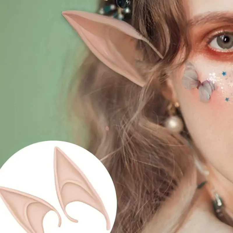 Fairy Elf Ears Cosplay Costume Accessories Party Accessory Party Favor, Soft Artificial Ear Tips for Anime Party, Dress Up, Masquerade, Halloween, Christmas Party, 1 Pair, Party Supplies
