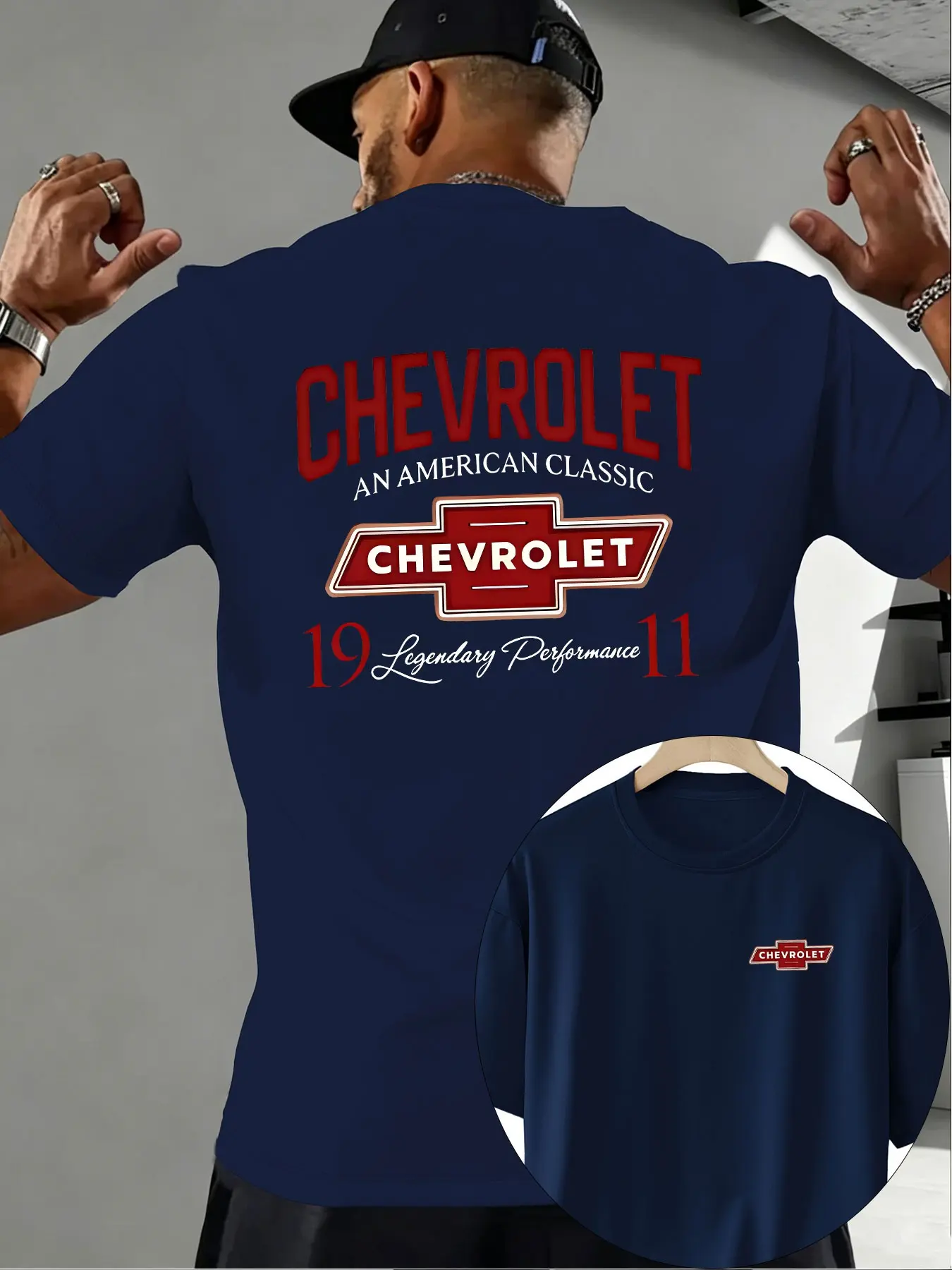 Vintage Chevrolet American Streetwear Menswear Men's T-Shirt, 90s Style Casual Unisex Car Enthusiast Pullover, Classic Chevy Logo Print Tee, Retro Fashion Top