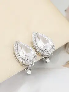 Elegant Rhinestone Water Drop Ear Cuffs for Women, No Piercing Required, Daily Wear Jewelry, Luxurious Design, Copper Color Clip-On Earrings