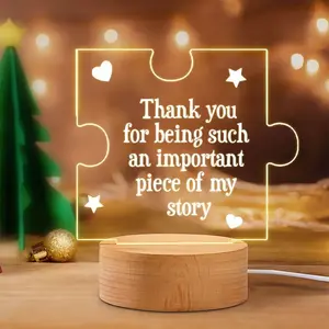 Acrylic Glowing Ornament, USB Powered, Wooden Base, Sister Gift, Birthday Graduation Christmas Present, Warm Light Atmosphere Decor