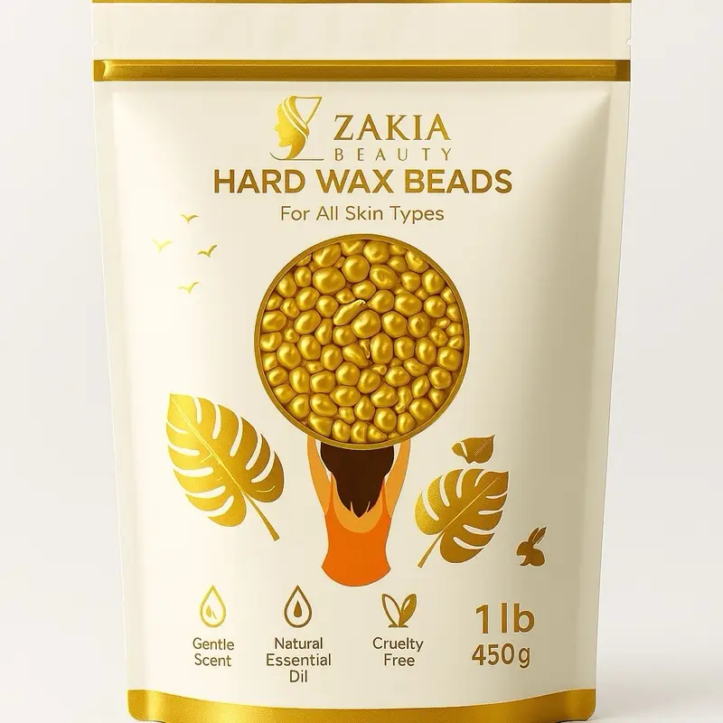 Zakia beauty Golden Honey Hard Wax Beans, 1 LB Professional Body Care Hair Wax for Sensitive Skin, Full Body & Bikini Line, Smooth, Facial Wax