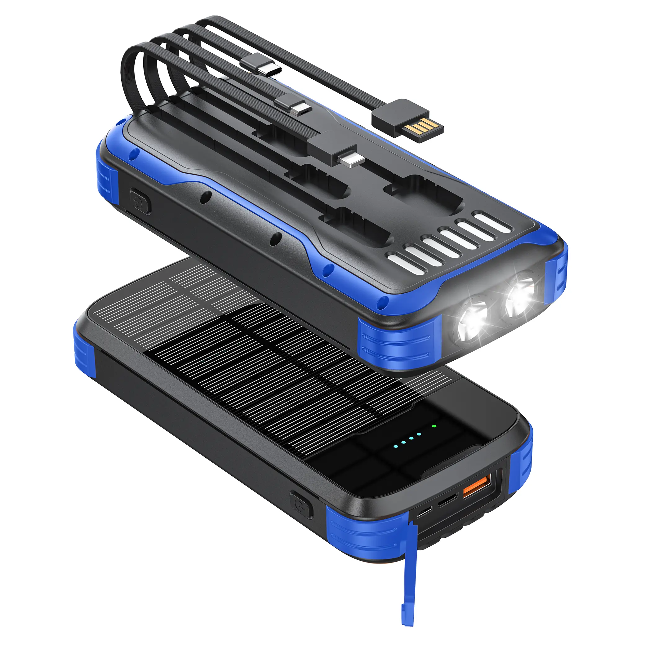 40000mAh Solar Power Bank 4 LED Flashlight Camping Lantern Outdoor Emergency Portable Charger Portable Battery Powered Solar Charging Battery