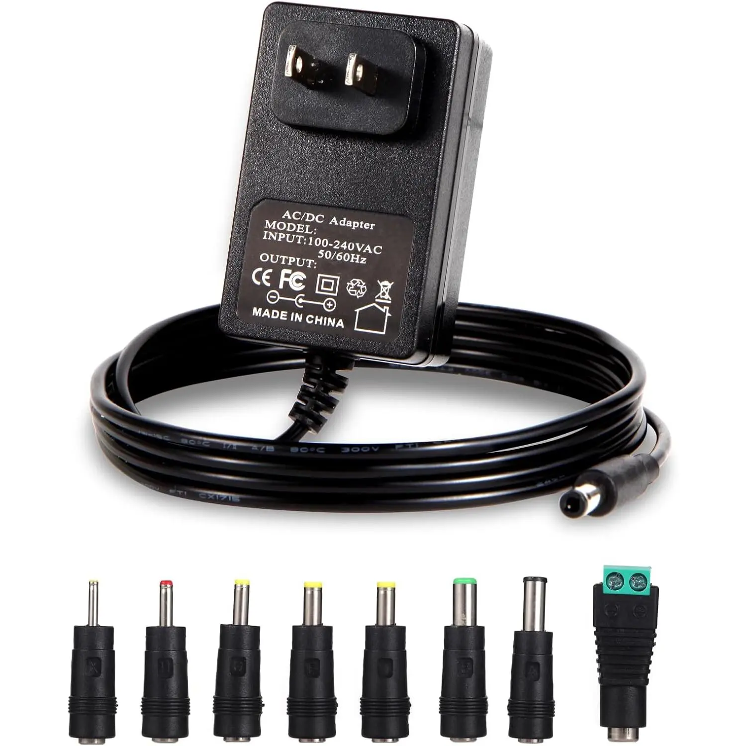 9V Power  1A AC Adapter DC 9Volt Power Adapter Charger 9V Power Cord with 8 Interchangeable DC Plug for 100mA 300mA 400mA 500mA 600mA 700mA 800mA 900mA 1000mA Equipment