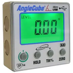 iGaging Smart Anglecube Digital Protractor - Aluminum Body, Digital Readout, Magnetic Base, ±0.2° Accuracy Measuring Tool for Precise Angle Measurement