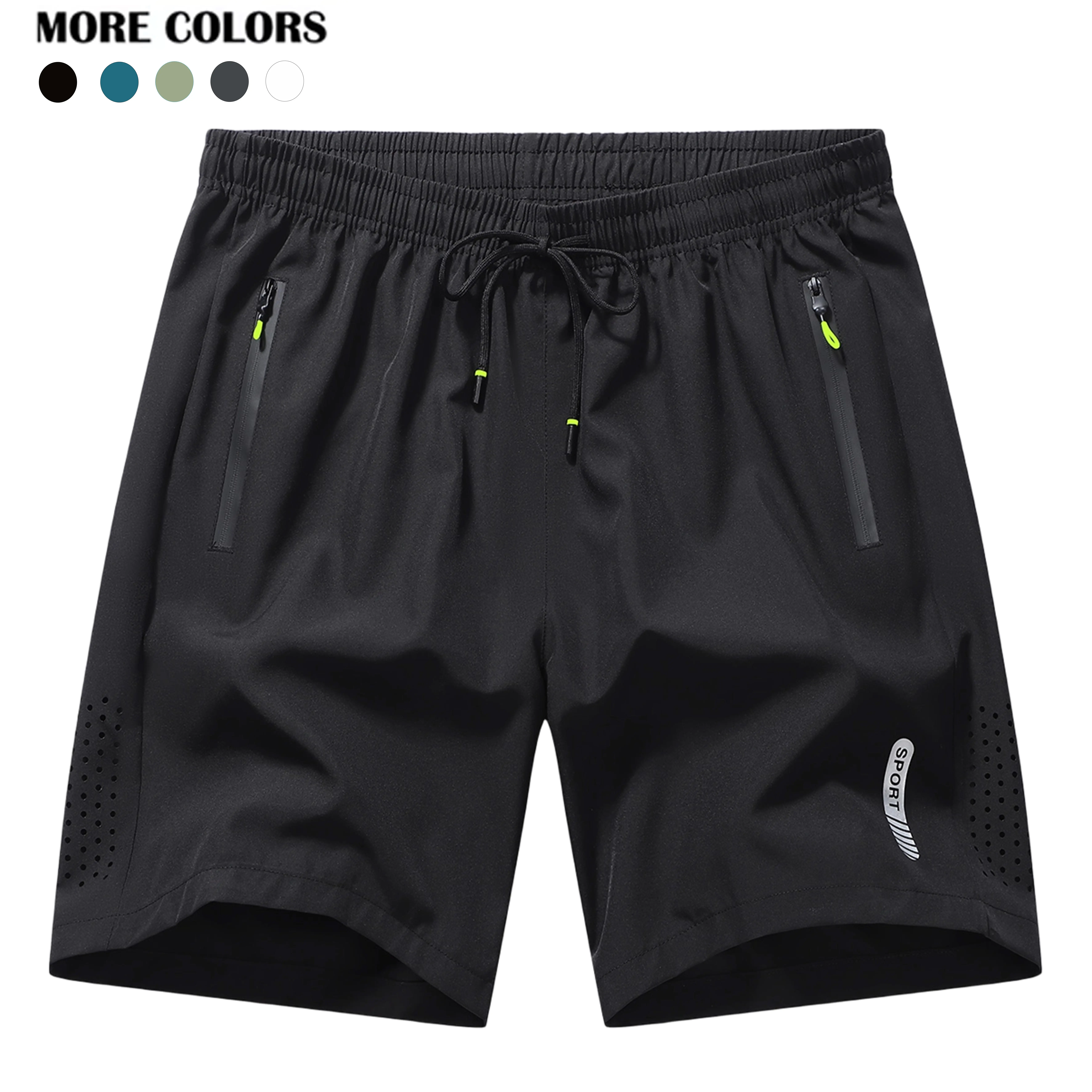 Men's Summer Casual Shorts - Elastic Drawstring Waist, Lightweight Breathable Fabric, Loose Fit with Pockets for Swimming, Surfing, Beach & Outdoor Activities (Black/Navy/Grey)