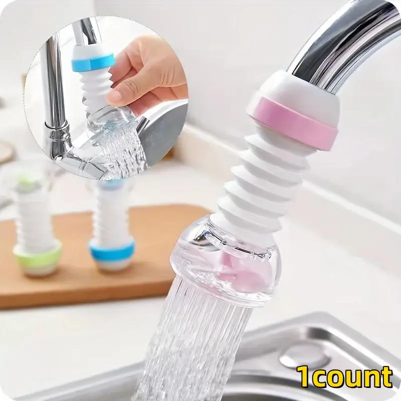 Retractable Splash Proof Faucet Sprayer, 1 Count Rotatable Adjustable Length Design Faucet Sprayer, Kitchen Movable Faucet Extender for Home Kitchen, Rotating Faucet Extender