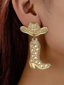 Western Cowboy Hat & Boots Design Dangle Earrings, Fashionable Jewelry for Women, Trendy All-match & Exquisite Jewelry for Birthday Gift, Trendy Fashionable Accessories