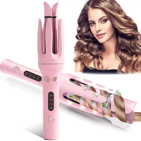 Automatic Curling Iron RD2118 - Ceramic Ion Smooth Hair Styler with 360° Automatic Rotation Barrel, Anti-Tangle Wand, 4 Temp Settings, 3 Timer Options, 28W Lightweight Electric Tool, Frizz Control, Bouncy Curls for Adults