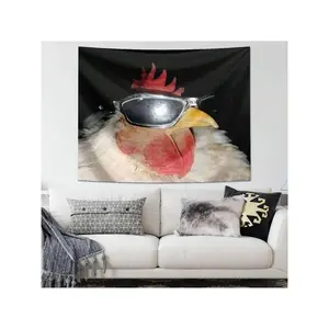 1 piece Funny Chick Wearing Sunglasses Pattern Tapestry, Polyester Fabric Wall Hanging Decor For Living Room, Bedroom, Office, Home Decoration, Party, Rectangular Kitchen Wall Hanging Cloth With Draping Effect, Comes With 3 Wall Nails , Wall Tapestry