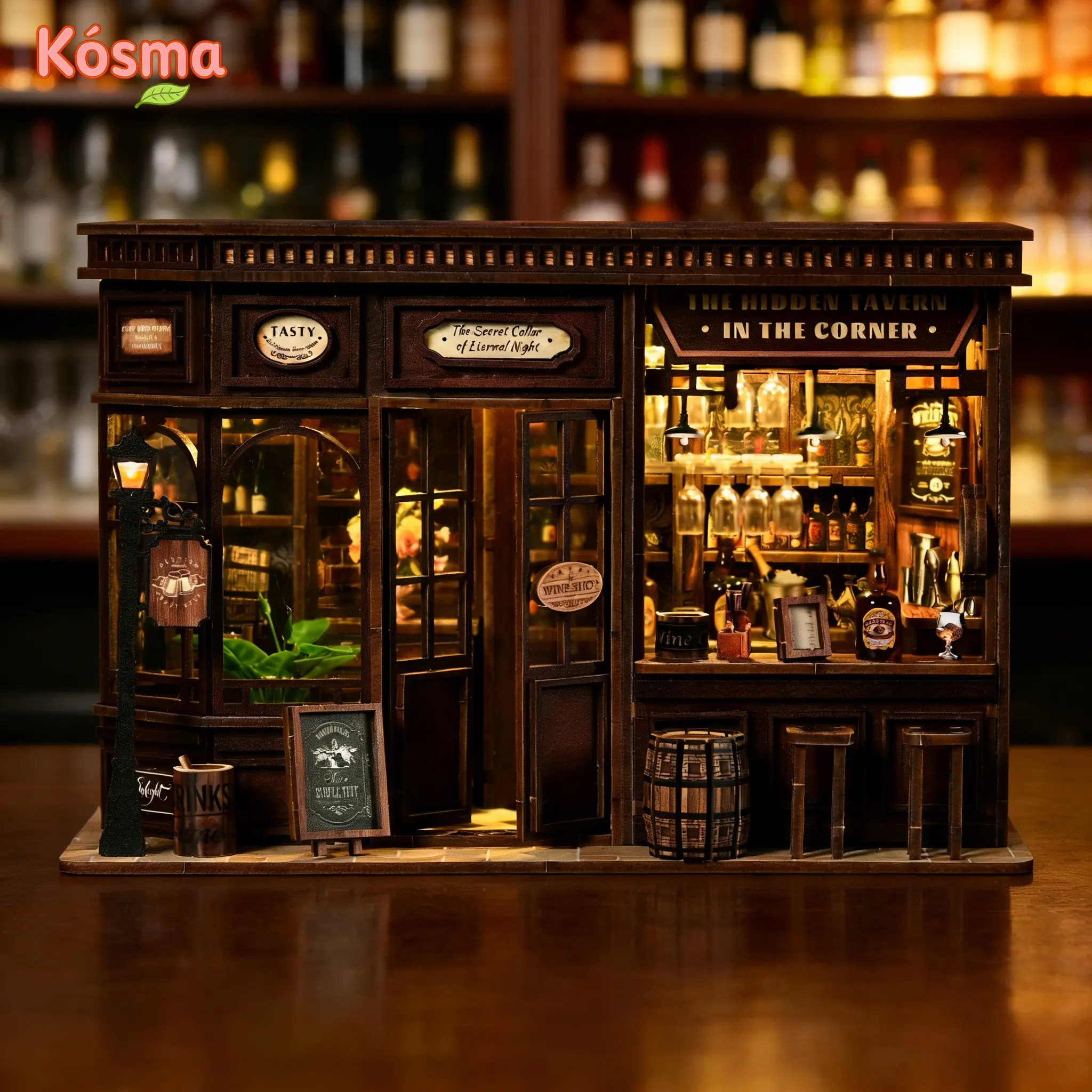 【Corner tavern】Kosma DIY Kit for Adults Book Nook Builds Tiny House Home Vintage Abstract Renaissance Style DIY Hut Hand-Assembled Toy House ,Gift