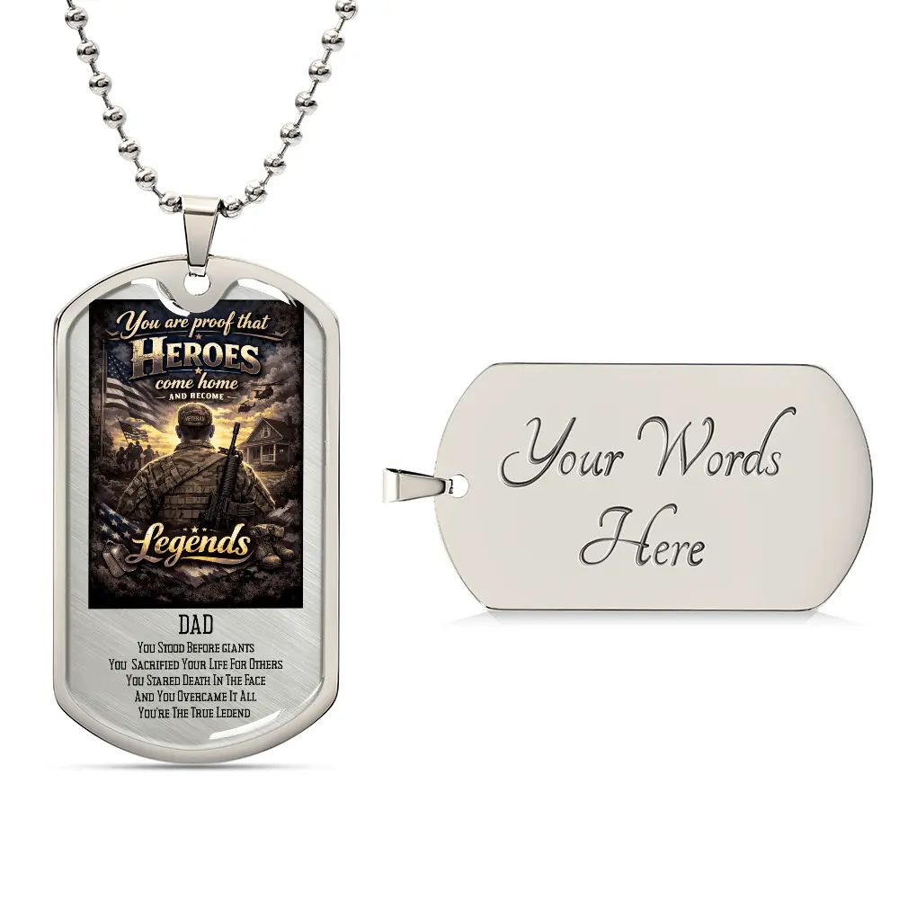 Veteran Dad Hero Luxury Dog Tag Necklace – Heroes Come Home Military Tribute Gift