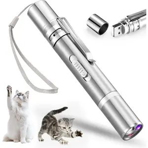 Cat Toy Pointer for Indoor, USB Rechargeable Toy, 3 Light Colors Cat Interactive Toys for Dogs, Cats, Pet Chase Toy for Fun Playing Training Exercise Indoors`
