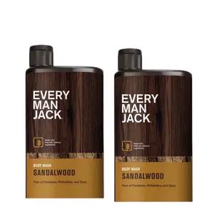 Every Man Jack Sandalwood Hydrating Body Wash for Men - Pack of 2, 16.9oz each