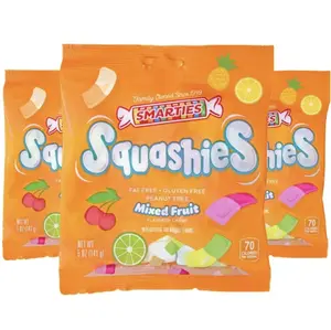 Smarties Squashies Mixed Fruit 5 OZ 3 Pack Foam Marshmallows Gummies Candy Gluten Free Peanut Flavor Perfect for Birthday & Holiday Party Favors