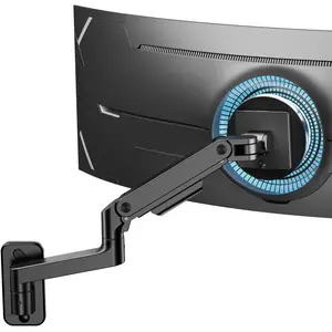 ARES WING Wall Mount Monitor Arm for 17-49 Inch Ultrawide Screens, Heavy Duty Single Monitor Mount Holds 44 lbs, Fully Adjustable Gas Spring Wall Mount, 75x75/100x100 VESA Mount