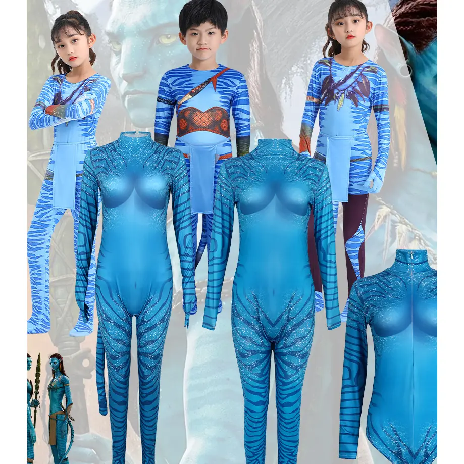 Halloween Cosplay Costume The Way of Water Children's Stage Performance Costume Adult Bodysuit One-piece Avatar