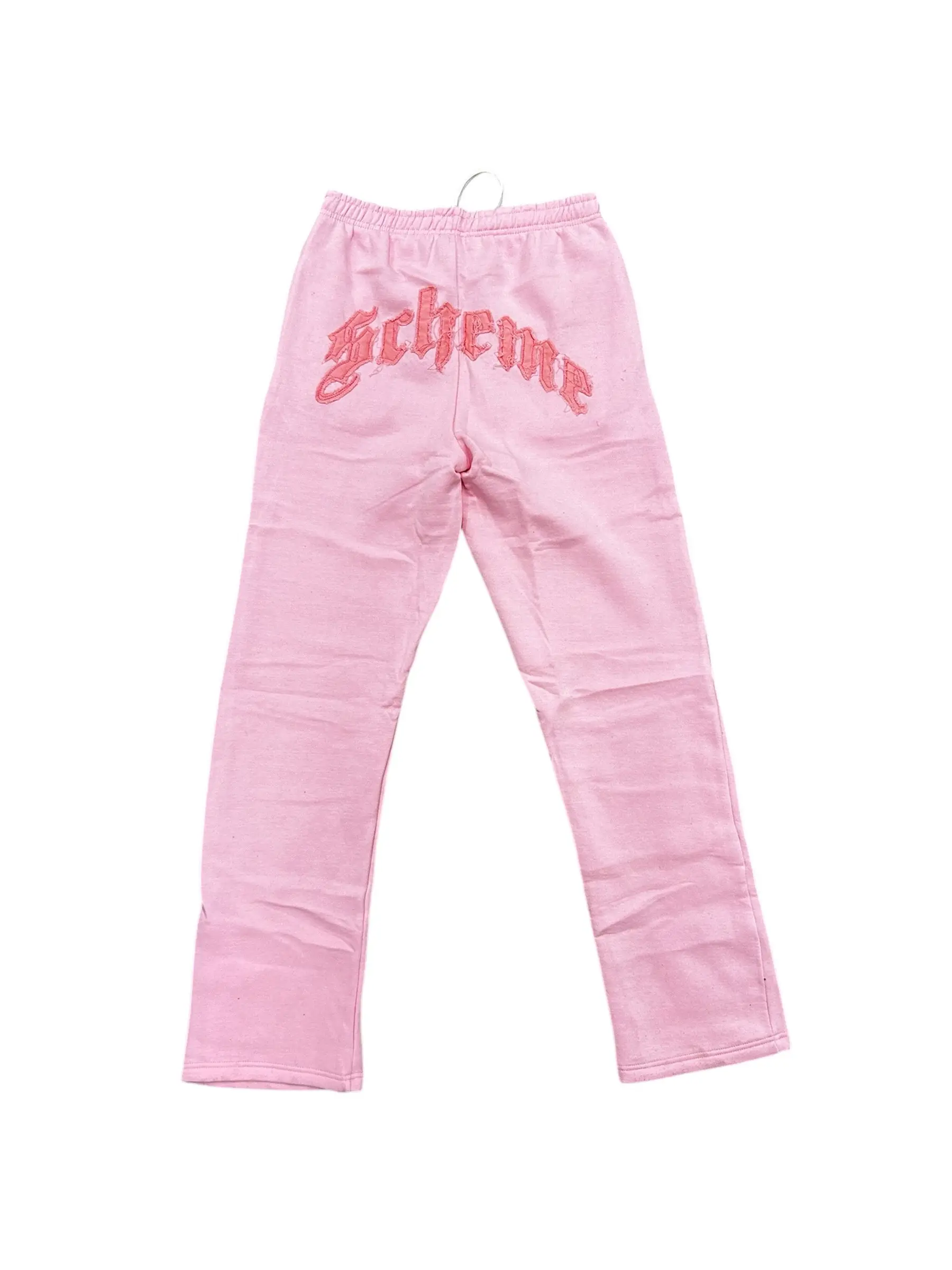 Ladies Distressed Sweatpants - Pink