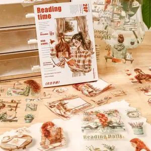 Vintage Girl Pattern Sticker Book, 20 Sheets/book Scrapbooking & Journal Making Craft Material Paper, DIY Decorative Sticker for Stationery & Computer & Water Bottle, Diary Sticker, Art Stickers