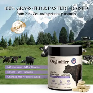 OrganHer 3-in-1 Female Beef Organ Superfood | 1100mg NZ Grass Fed Uterus, Liver, Heart, Marrow | Hormone Balance, PMS, Menopause & Energy Support | 3rd Party Tested, cGMP, Non-GMO