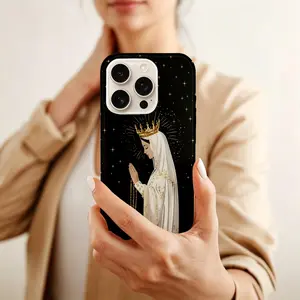 Phone case — Virgin Mary gold crown phone case, compatible with iPhone 17/16/15/14/13/12/11/XS/XR/X/7/8 Plus/Pro/Max and Samsung S25/S24/S23/S22 Ultra/Plus — creative fashion, easy design, personalized full coverage, drop protection cover