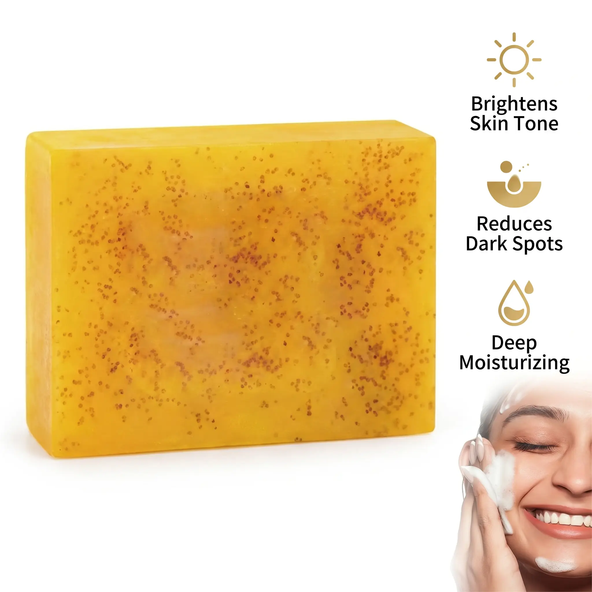 3-Piece Kojic Acid & Turmeric Soap Bars with Collagen - Dark Spot Brightening, Moisturizing Body Care, Summerwins,body wash face, Father's Day Gift,Deep Clean,with Soap Saver Bags kojic soap lemon