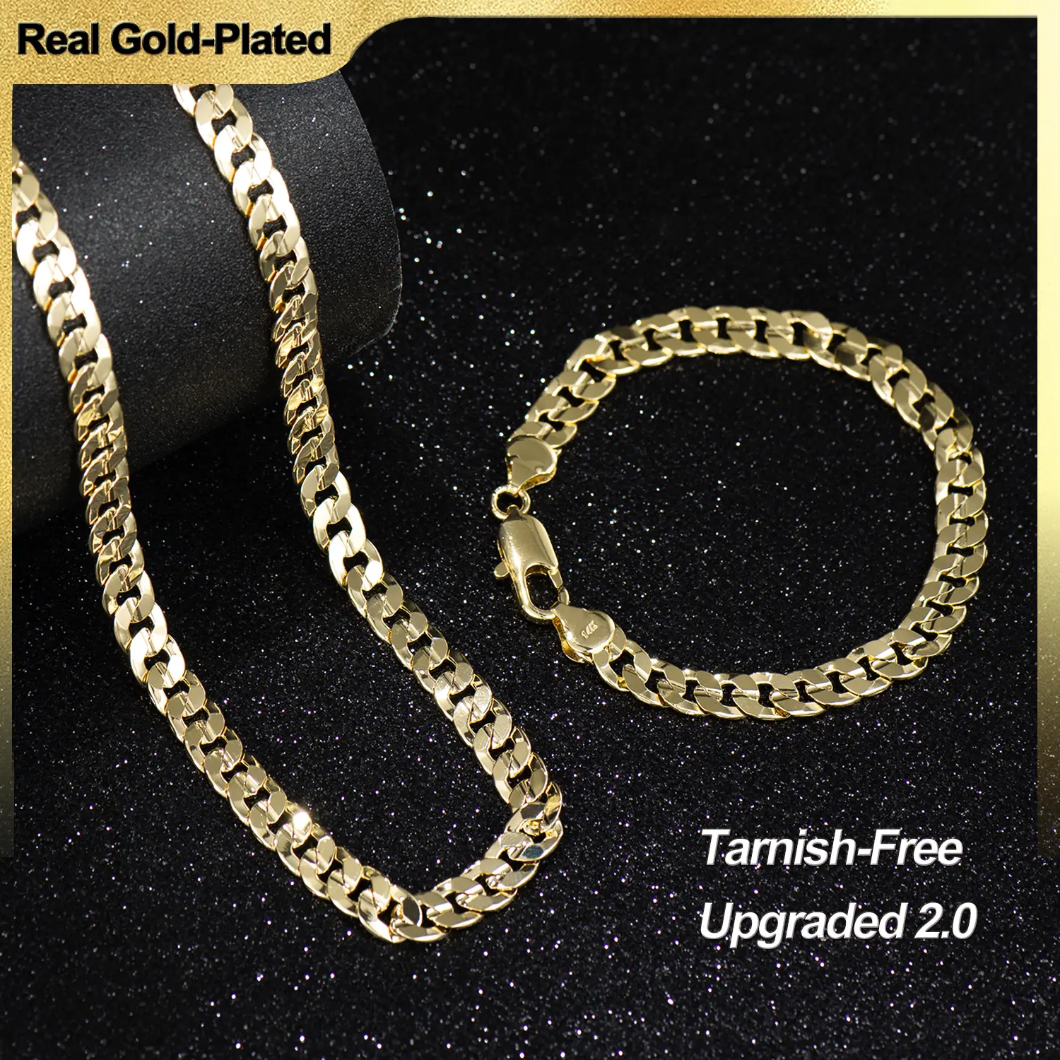 Holylegend Crazy sale 14K Real Gold-Plated Cuban & Figaro & Rope Set, Bracelet, Necklace - 8mm/10mm wide, High Quality Jewelry,Jewelry set,Father's Day Gift
