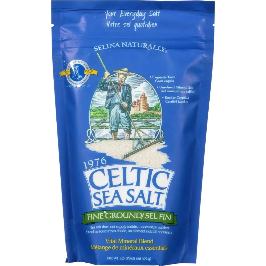 Selina Naturally Celtic Sea Salt Vital Mineral Blend for Optimal Hydration - 1lb Pack - Flavor Iron Calcium organic salt celtics  alt