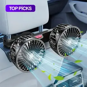 Adjustable Car Backseat Fan, 1 Count Summer Essential Dual-Head Electric Fan, Strong Wind USB Car Fan with 360-Degree Rotation and Large Air Volume for Rear Seats #GLOBAL PICKS